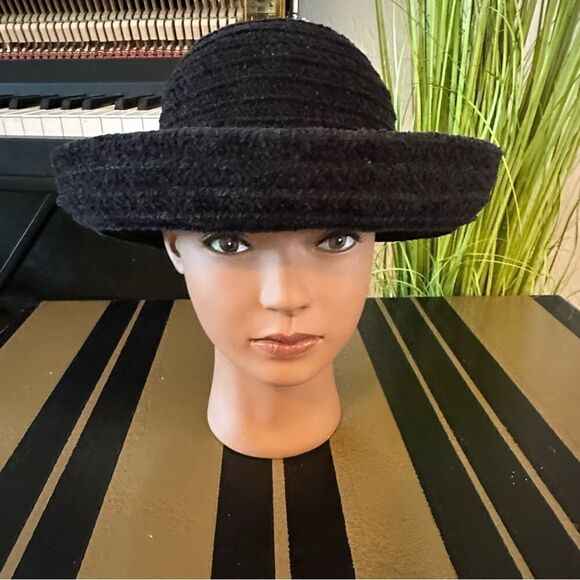 Vintageāchenille rolled brim hat super soft black - Picture 6 of 10